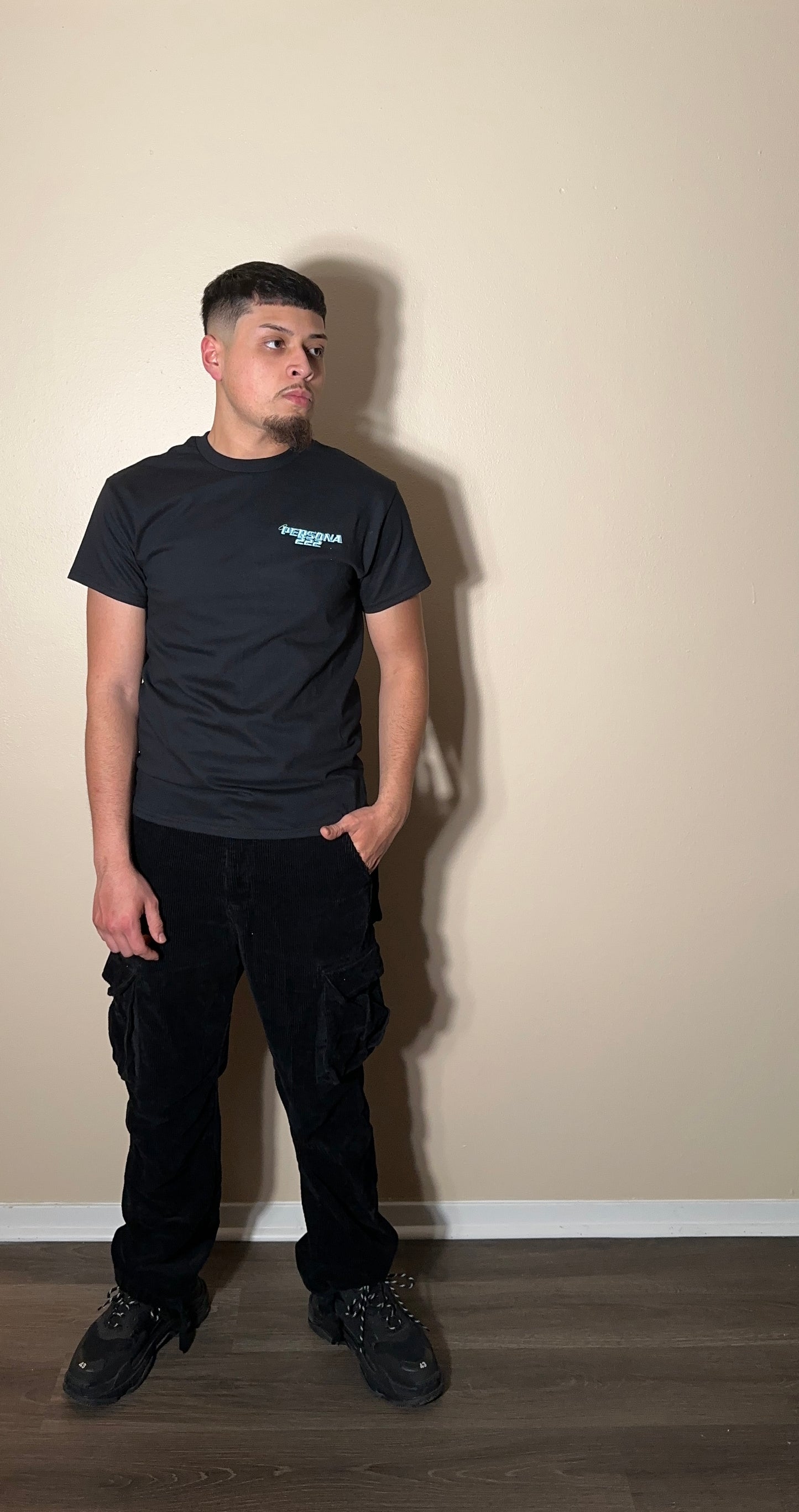 Persona 222 BabyBlue on Black T-Shirt